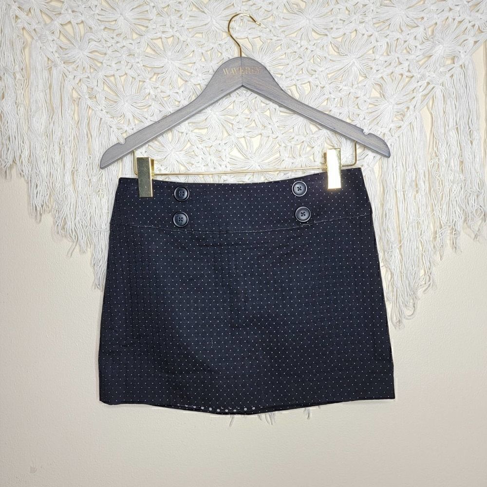 Express Design Studio Polka Dot Band Button Waist Mini Skirt Size 2